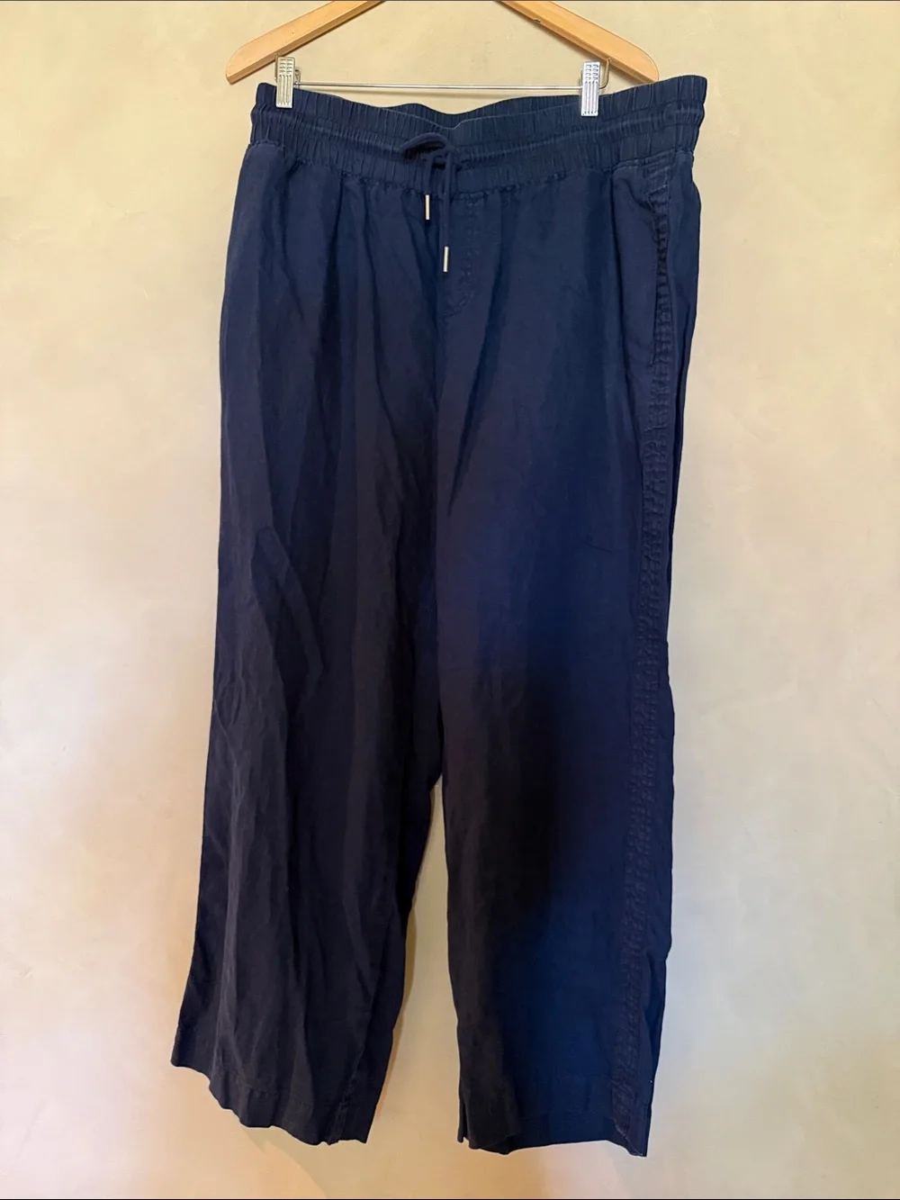 Quince Linen Wide Leg Pants Womens X/Large Blue Minimalist Neutral Travel Summer